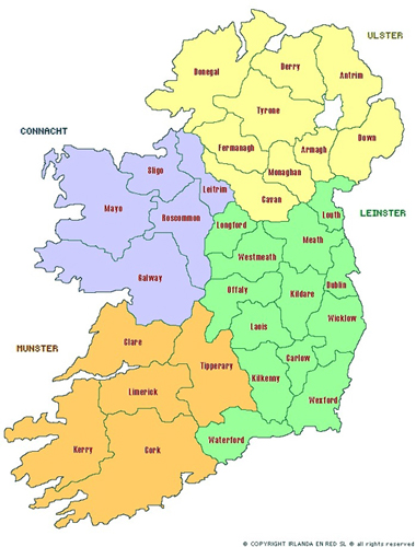 mapa da Irlanda